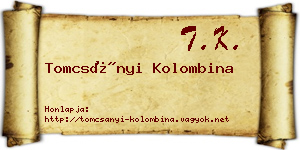 Tomcsányi Kolombina névjegykártya